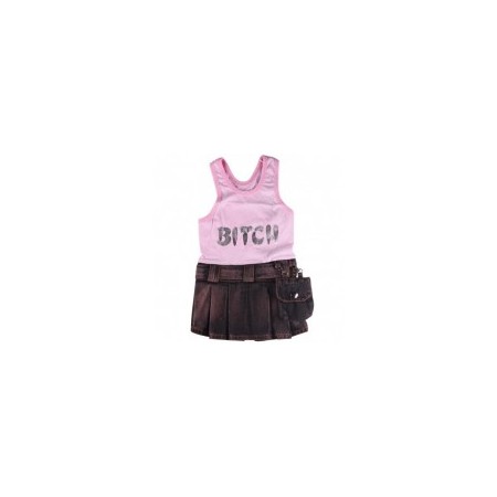 Robe Tee Shirt Rose "BITCH" 