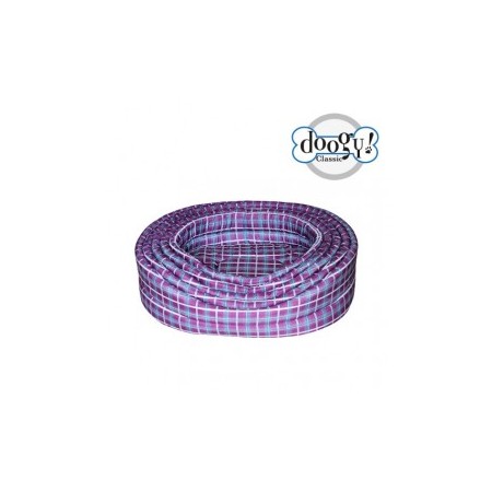 Corbeille tissu motif ecossais fushia 