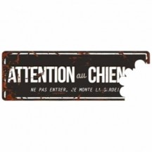 PLAQUE ATTENTION CHIEN 40X 13 NOIR