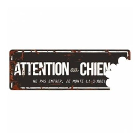 PLAQUE ATTENTION CHIEN 40X 13 NOIR