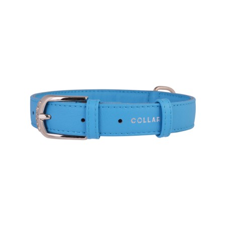 Collier en cuir CollaR Bleu Glamour  35mm