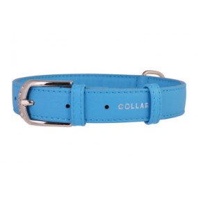 Collier en cuir CollaR Bleu Glamour  35mm