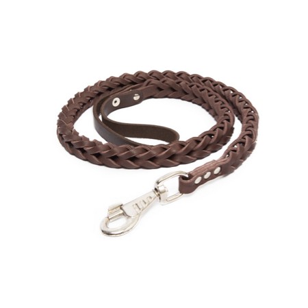 Laisse en cuir tressé marron 16 mm