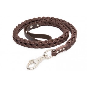 Laisse en cuir tressé marron 16 mm