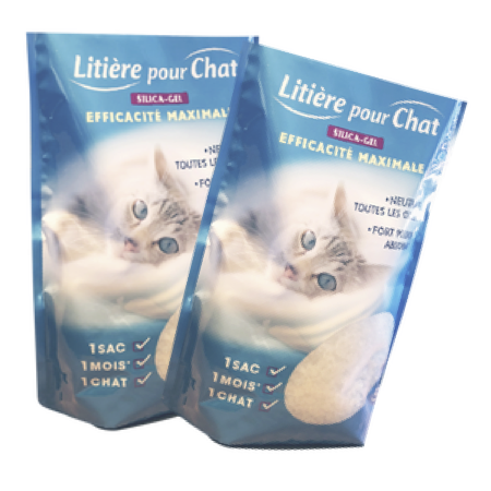 Lot De 2 Litiere Chat Silice Gel Bleu 5l