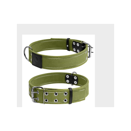 Collier Coton "Collar" Canvas Large Vert 2 epaisseur  