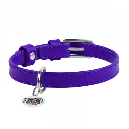 Collier en cuir CollaR  Violet Glamour 15 mm    