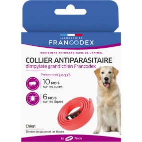 Collier antiparasitaire longue durée pour grand chien ROUGE