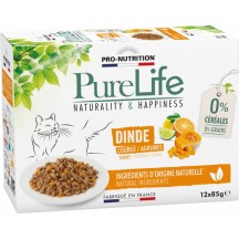 Pâtée pour chat PURE LIFE à la Dinde 12 x 85gr 