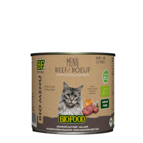 Boite Menu Bio au boeuf pâtée chat stérilisé ou non 200gr