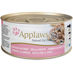 Applaws Boîtes en bouillon filet de thon avc des crevettes pour chat adulte 70 g