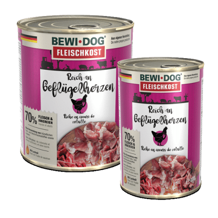 BEWI DOG® - Pâtée Riche en COEUR POULET 800gr