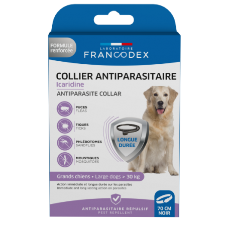 Collier Antiparasitaire Icaridine 70 cm noir
