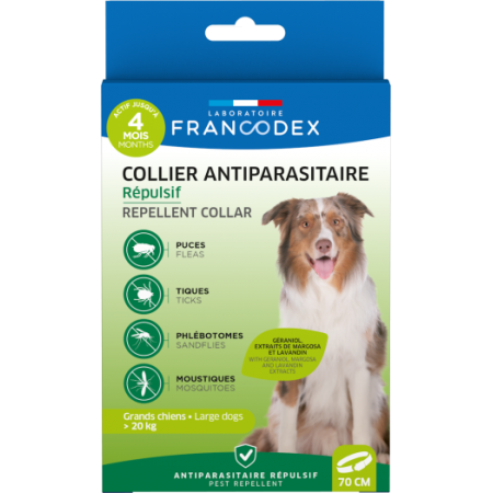 Collier Antiparasitaire Répulsif Grand Chien 